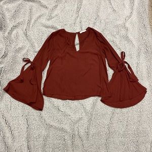V-Neck Blouse with Bell Sleeves